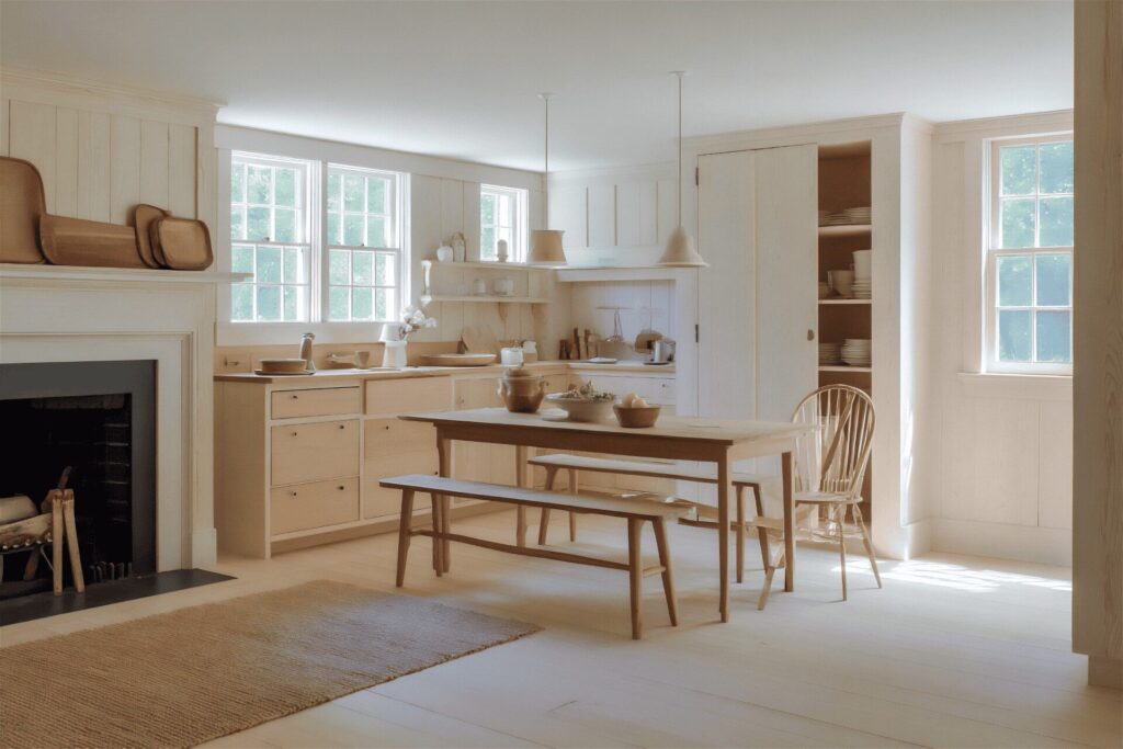 Wide plank hardwood in country kitchen