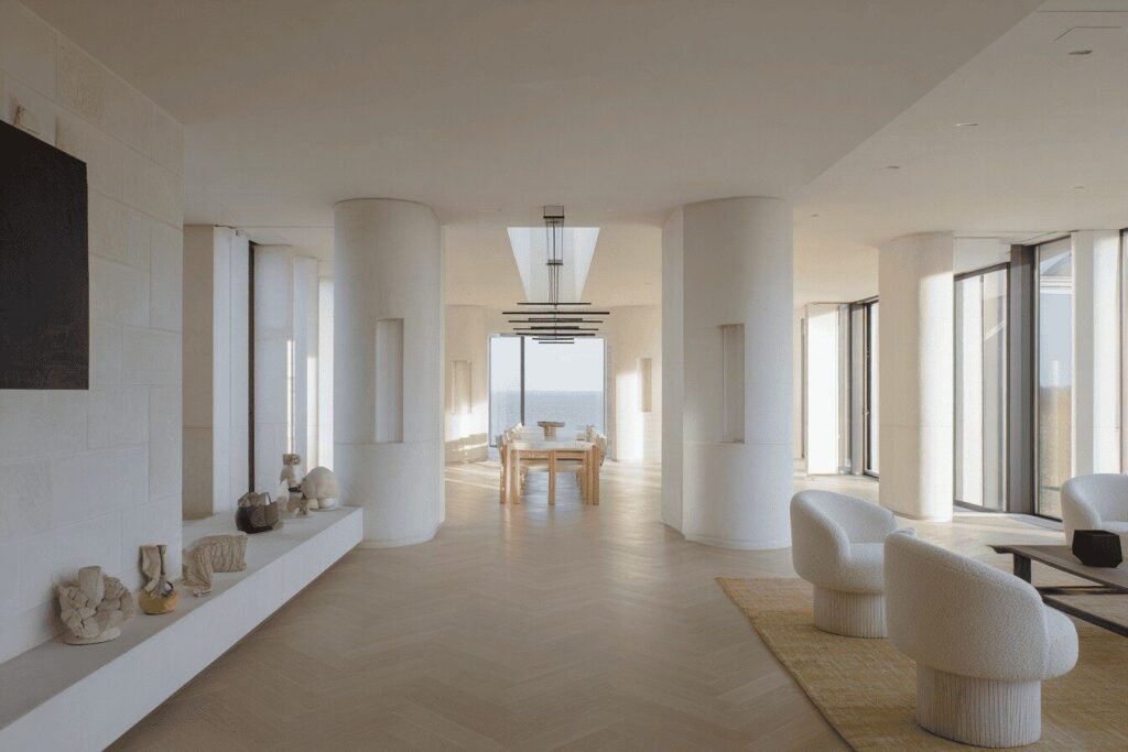 Herringbone patterned hardwood floors