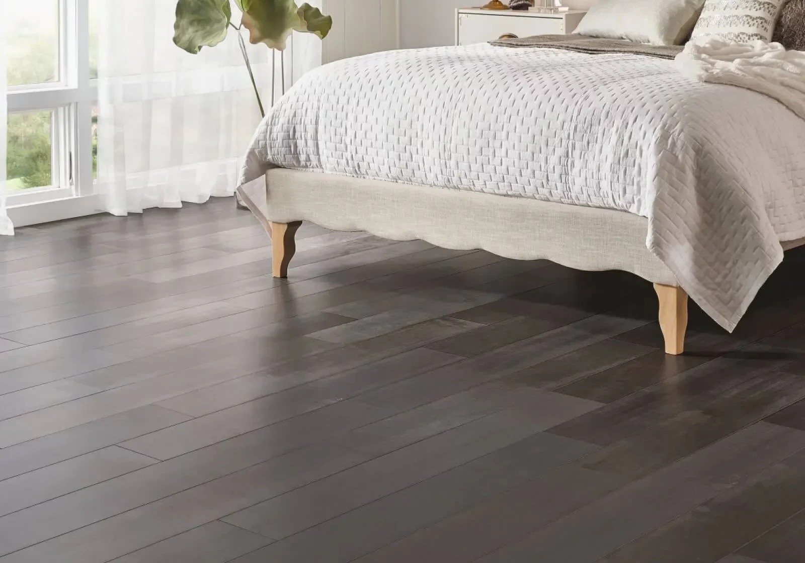 Hardwood floors installed in bedroom